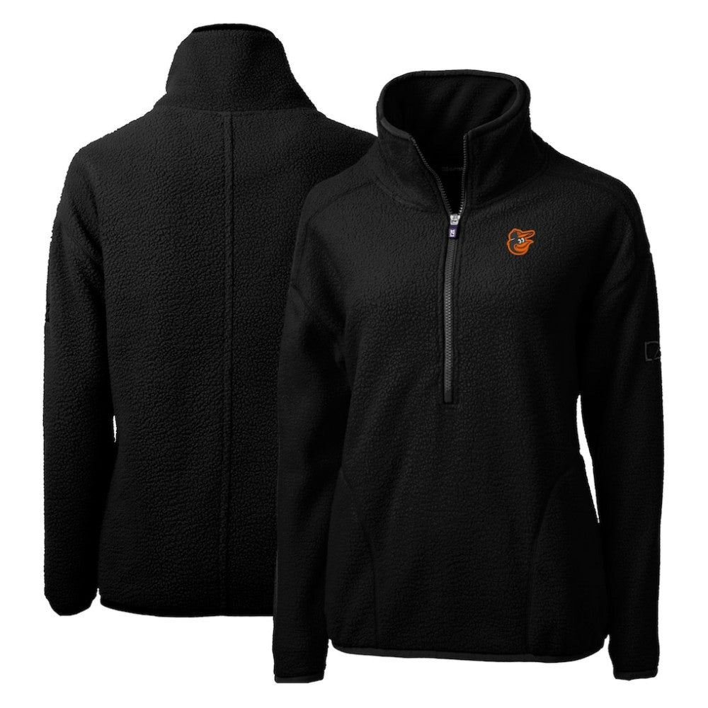 Baltimore Orioles Cutter & Buck Women's Cascade Eco Sherpa Fleece Quarter-Zip Pullover Jacket - Black Jackets