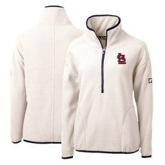 St. Louis Cardinals Cutter & Buck Women's Cascade Eco Sherpa Fleece Quarter-Zip Pullover Jacket - White/Navy Jackets
