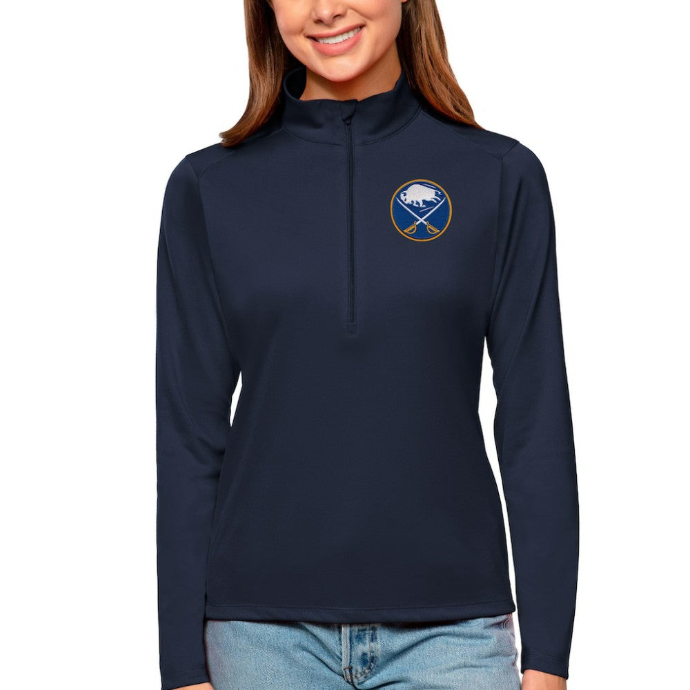 Buffalo Sabres Antigua Women's Tribute Quarter-Zip Pullover Top - Navy | US 4807546