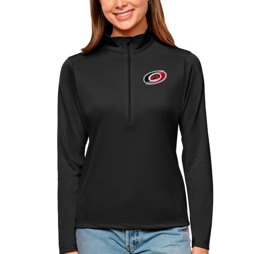 Carolina Hurricanes Antigua Women's Tribute Quarter-Zip Pullover Top - Black | US 4807553