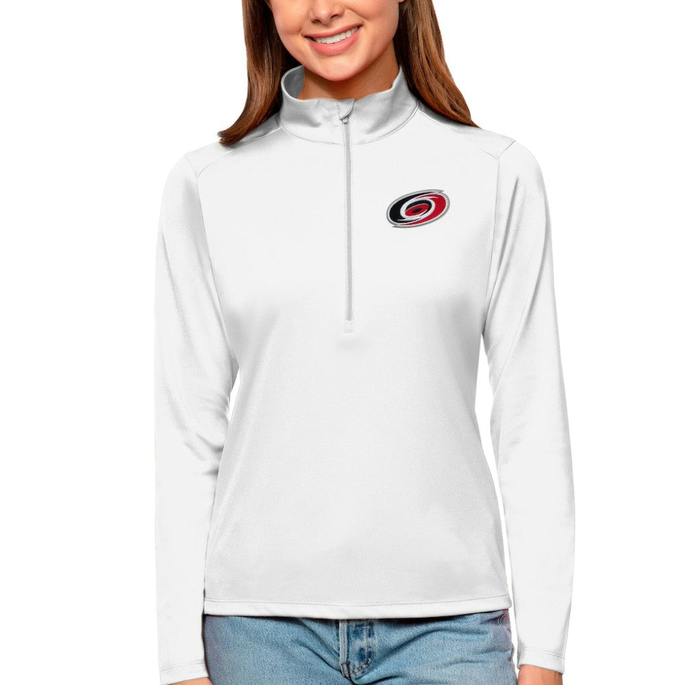 Carolina Hurricanes Antigua Women's Tribute Quarter-Zip Pullover Top - White | US 4807556