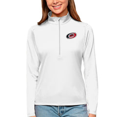 Carolina Hurricanes Antigua Women's Tribute Quarter-Zip Pullover Top - White | US 4807556
