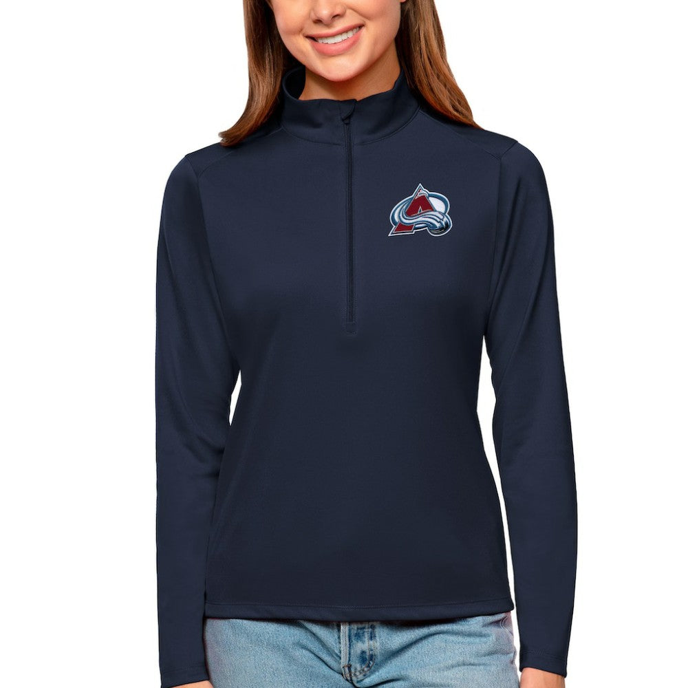 Colorado Avalanche Antigua Women's Tribute Quarter-Zip Pullover Top - Navy | US 4807563