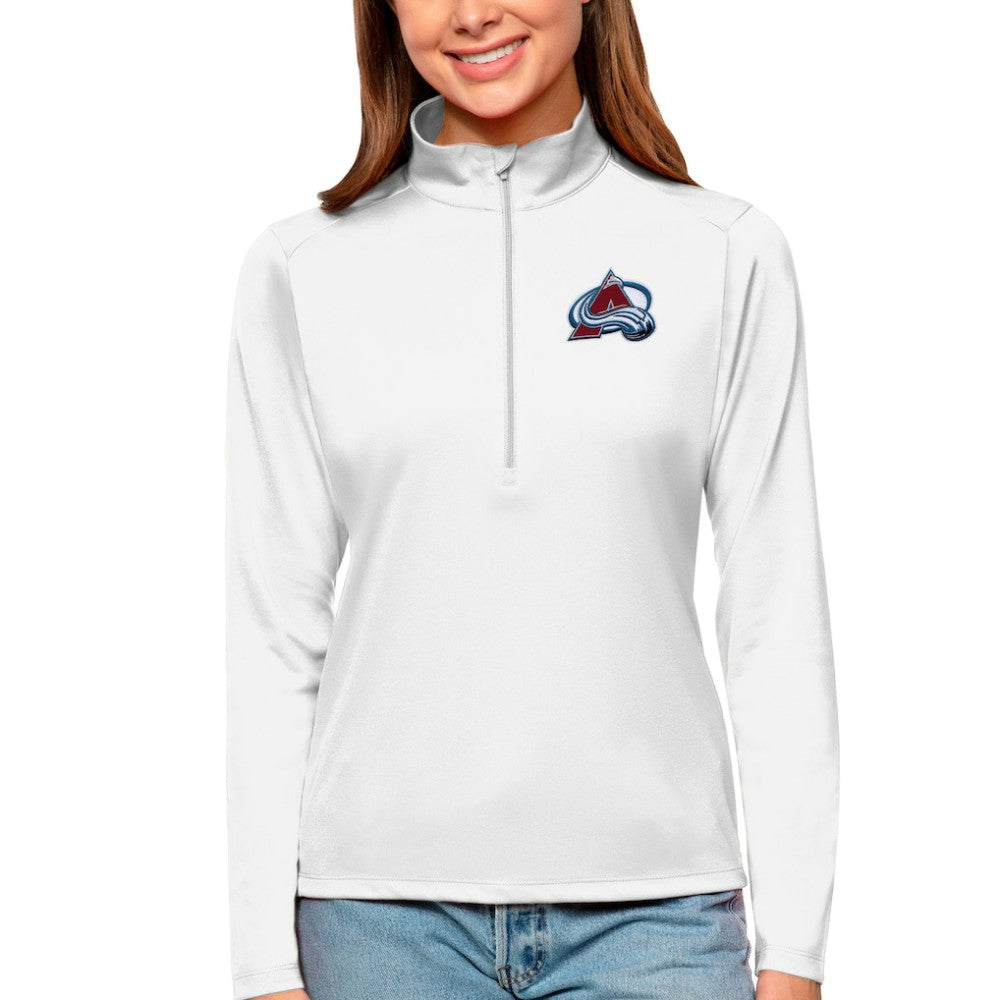 Colorado Avalanche Antigua Women's Tribute Quarter-Zip Pullover Top - White | US 4807565