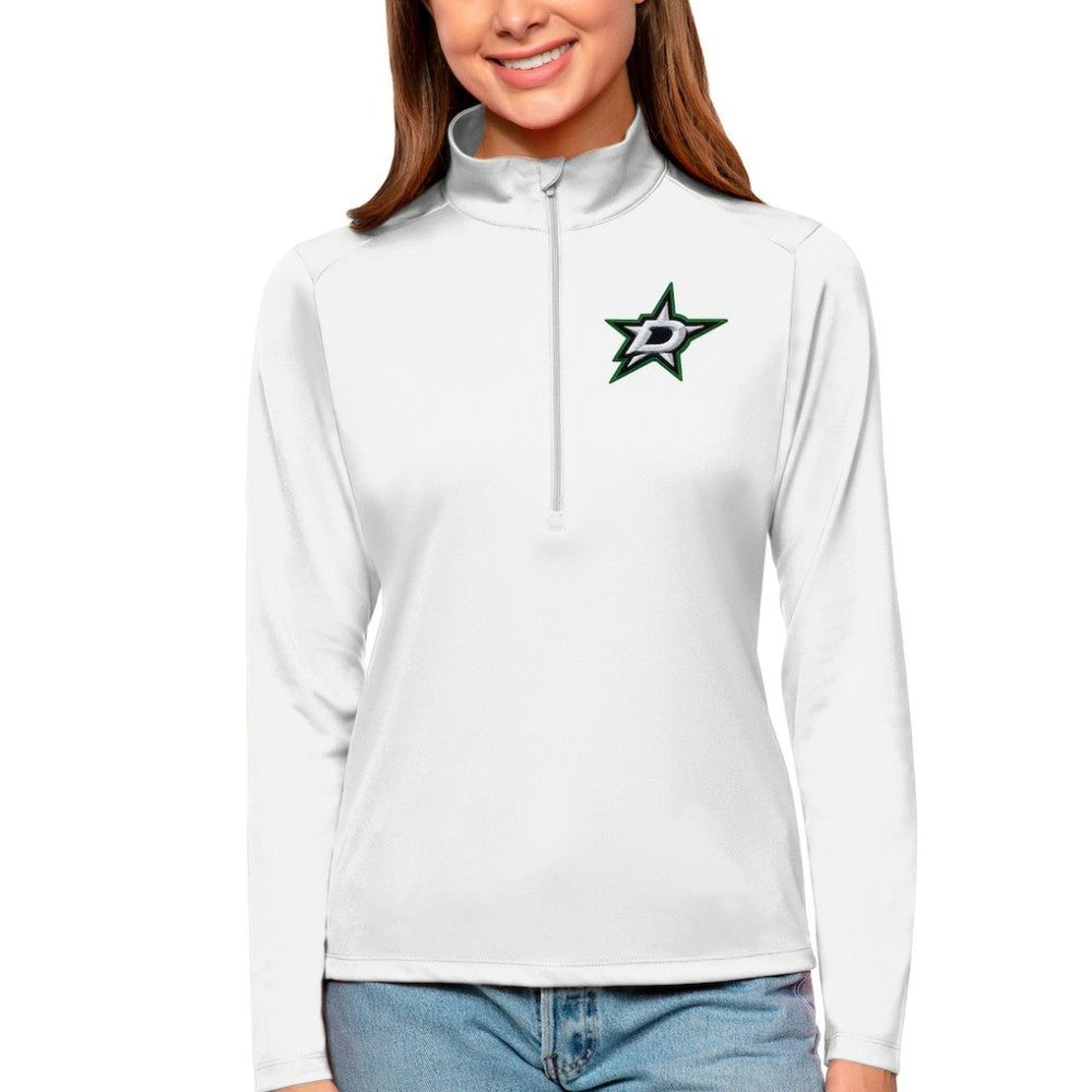 Dallas Stars Antigua Women's Tribute Quarter-Zip Pullover Top - White | US 4807574