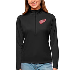 Detroit Red Wings Antigua Women's Tribute Quarter-Zip Pullover Top - Black | US 4807575