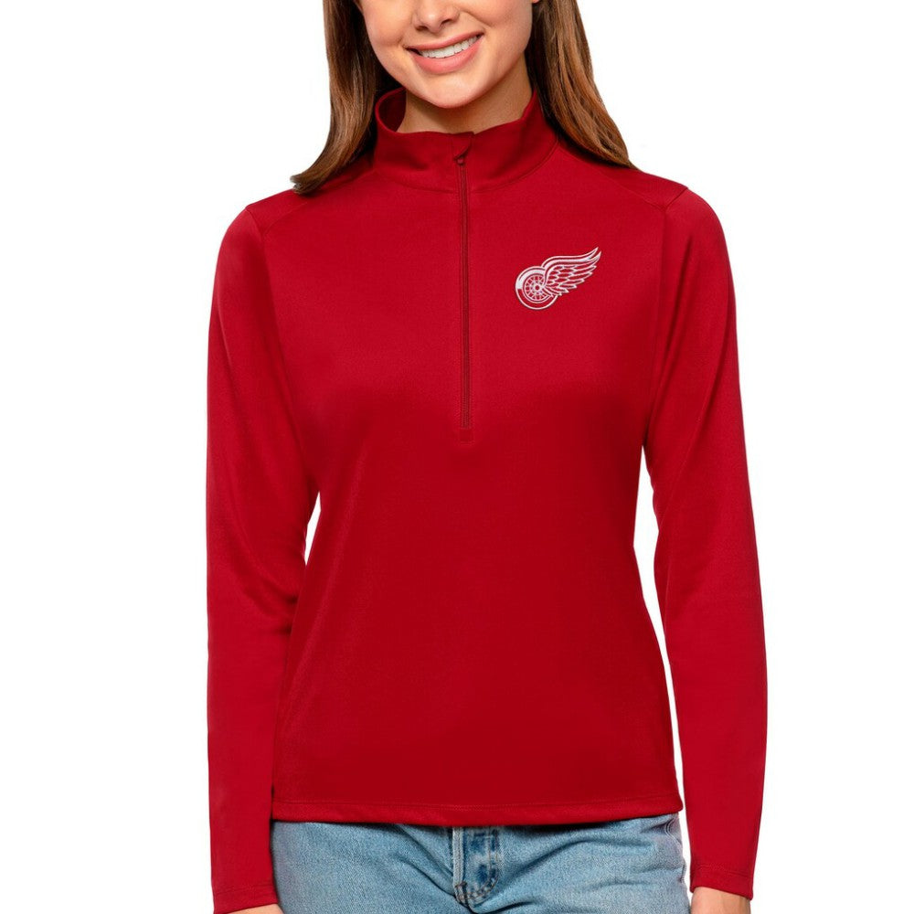Detroit Red Wings Antigua Women's Tribute Quarter-Zip Pullover Top - Red | US 4807577