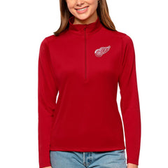 Detroit Red Wings Antigua Women's Tribute Quarter-Zip Pullover Top - Red | US 4807577