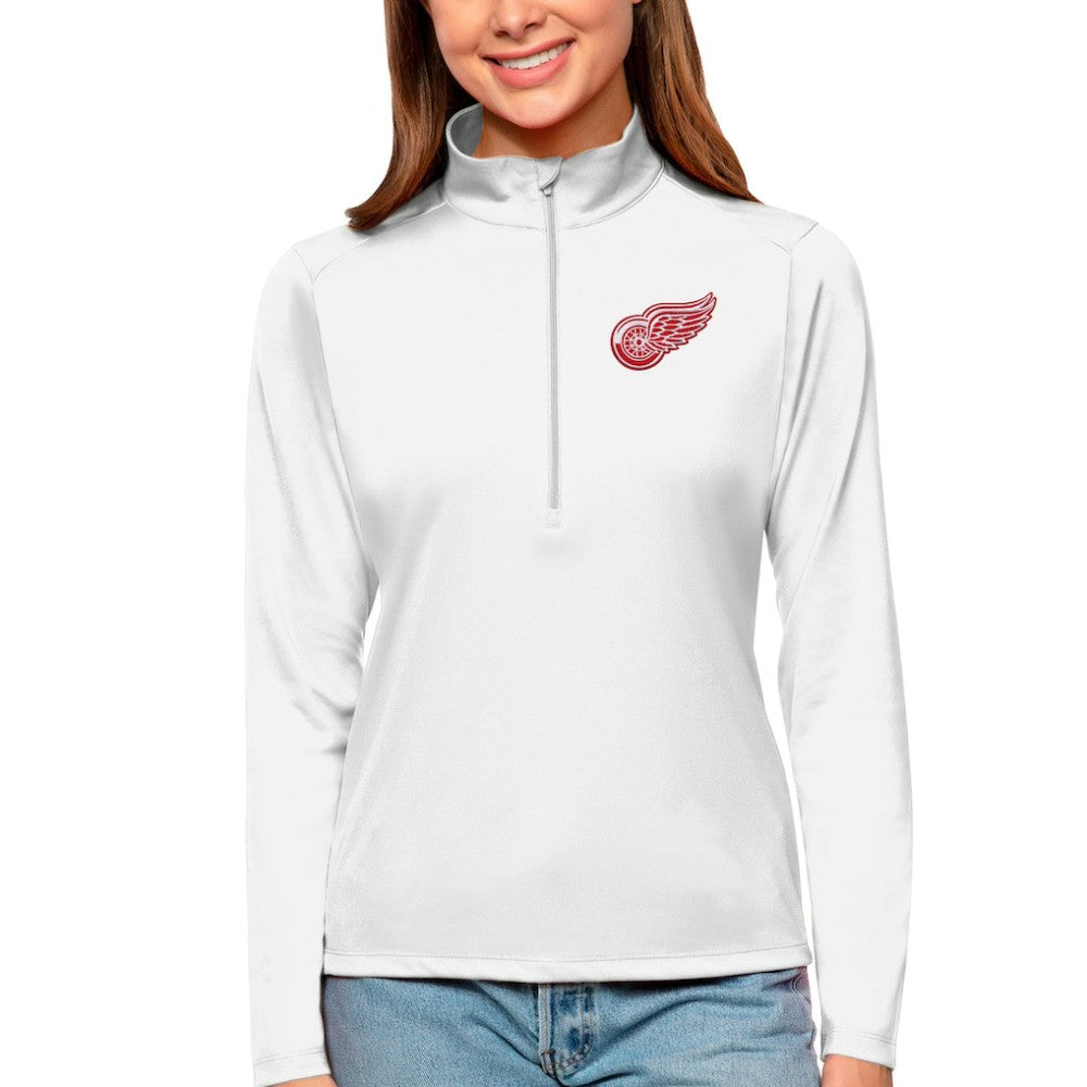 Detroit Red Wings Antigua Women's Tribute Quarter-Zip Pullover Top - White | US 4807578