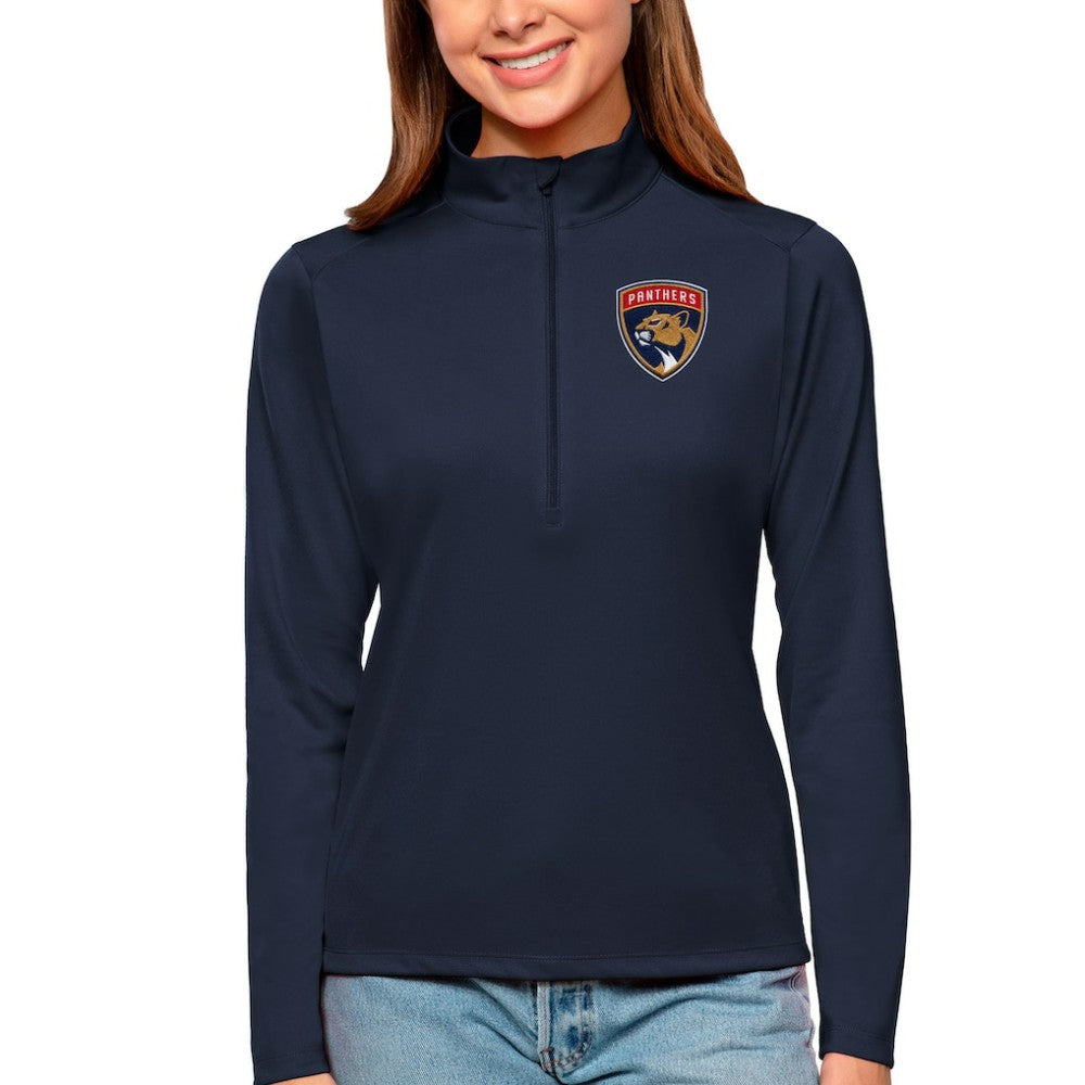 Florida Panthers Antigua Women's Tribute Quarter-Zip Pullover Top - Navy | US 4807586
