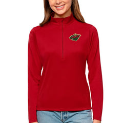 Minnesota Wild Antigua Women's Tribute Quarter-Zip Pullover Top - Red | US 4807595