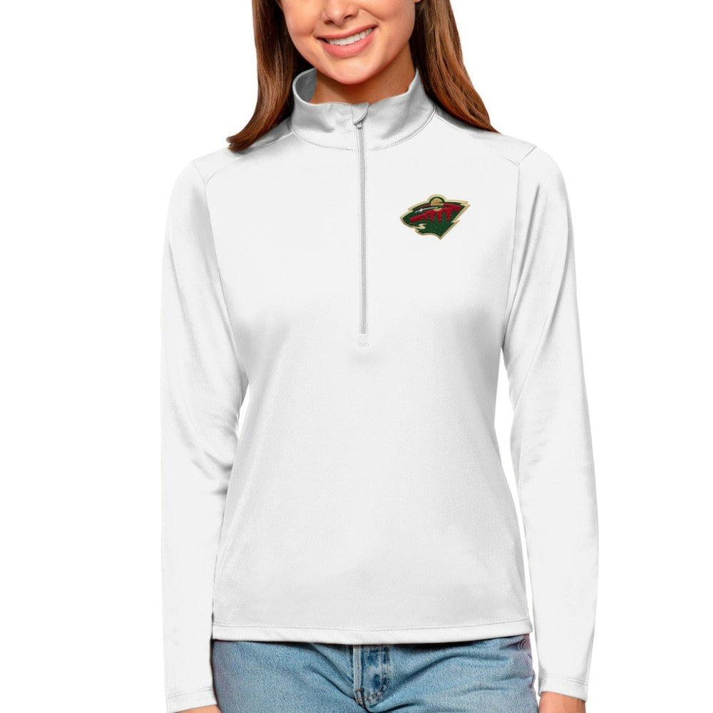 Minnesota Wild Antigua Women's Tribute Quarter-Zip Pullover Top - White | US 4807596