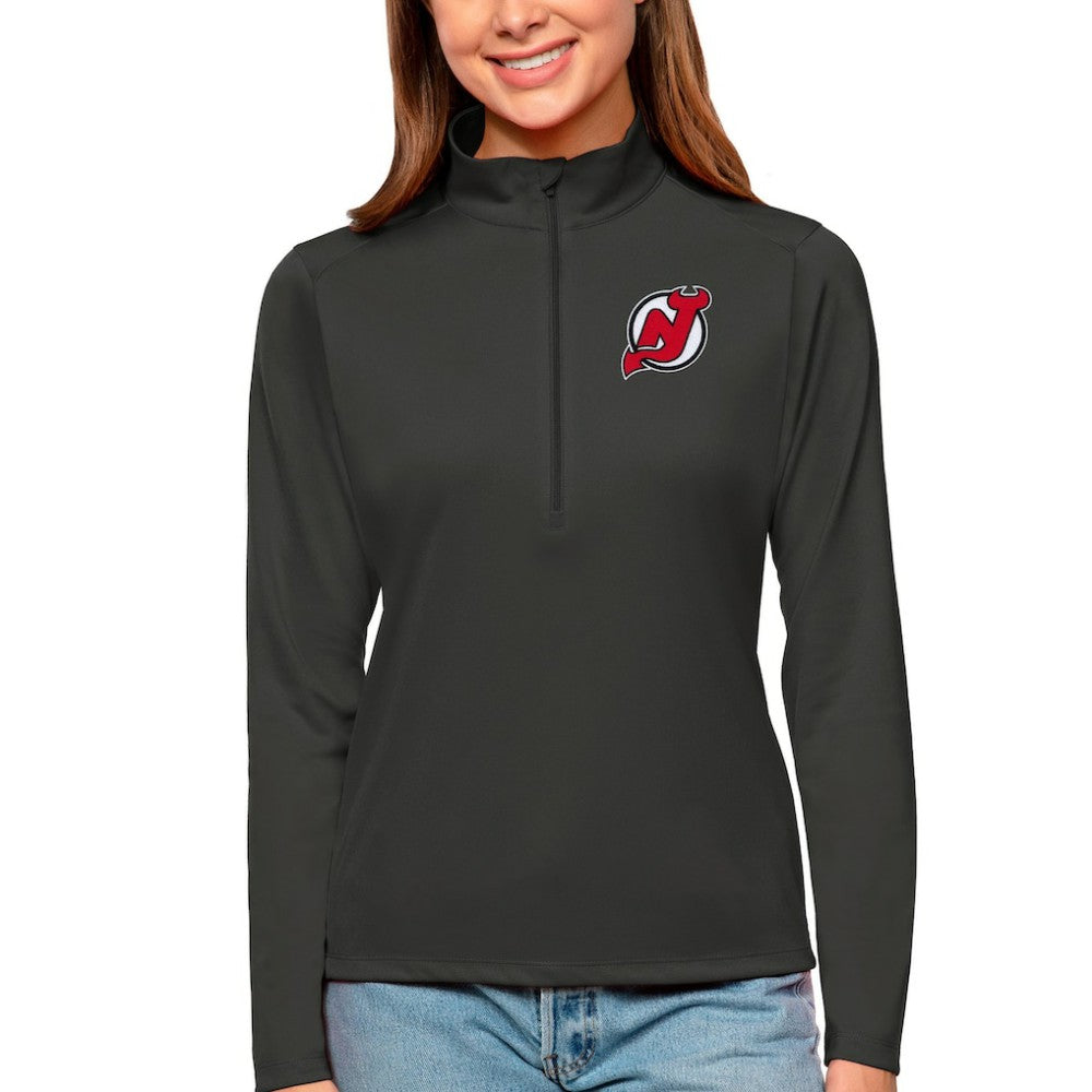 New Jersey Devils Antigua Women's Tribute Quarter-Zip Pullover Top - Charcoal | US 4807608