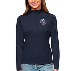 New York Islanders Antigua Women's Tribute Quarter-Zip Pullover Top - Navy | US 4807613