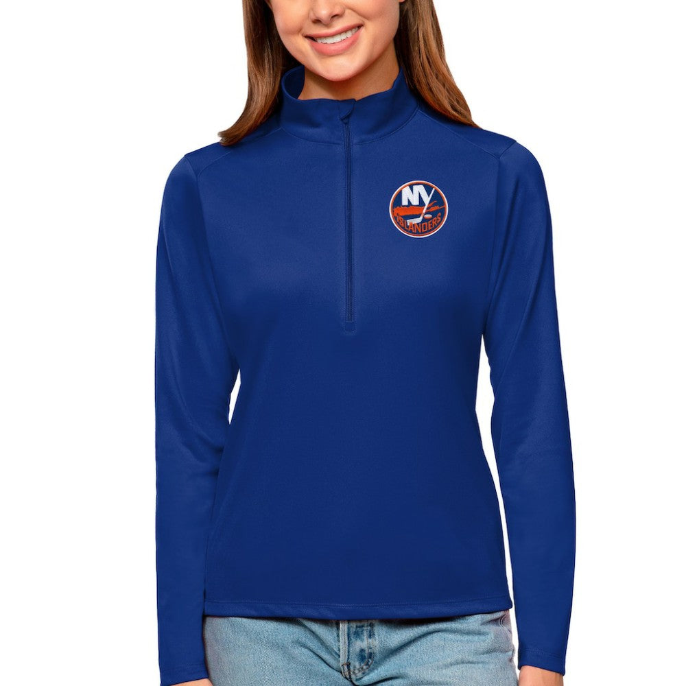 New York Islanders Antigua Women's Tribute Quarter-Zip Pullover Top - Royal | US 4807615