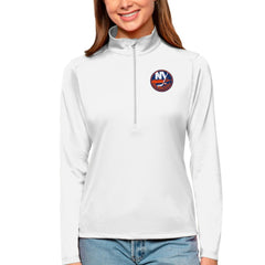 New York Islanders Antigua Women's Tribute Quarter-Zip Pullover Top - White | US 4807616