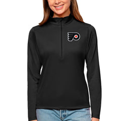 Philadelphia Flyers Antigua Women's Tribute Quarter-Zip Pullover Top - Black | US 4807627