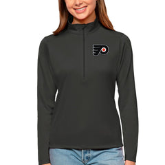 Philadelphia Flyers Antigua Women's Tribute Quarter-Zip Pullover Top - Charcoal | US 4807628