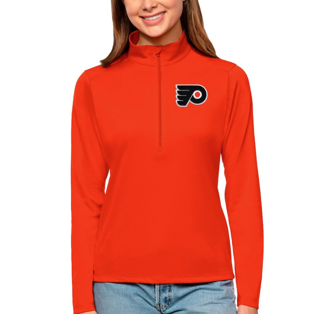 Philadelphia Flyers Antigua Women's Tribute Quarter-Zip Pullover Top - Orange | US 4807629