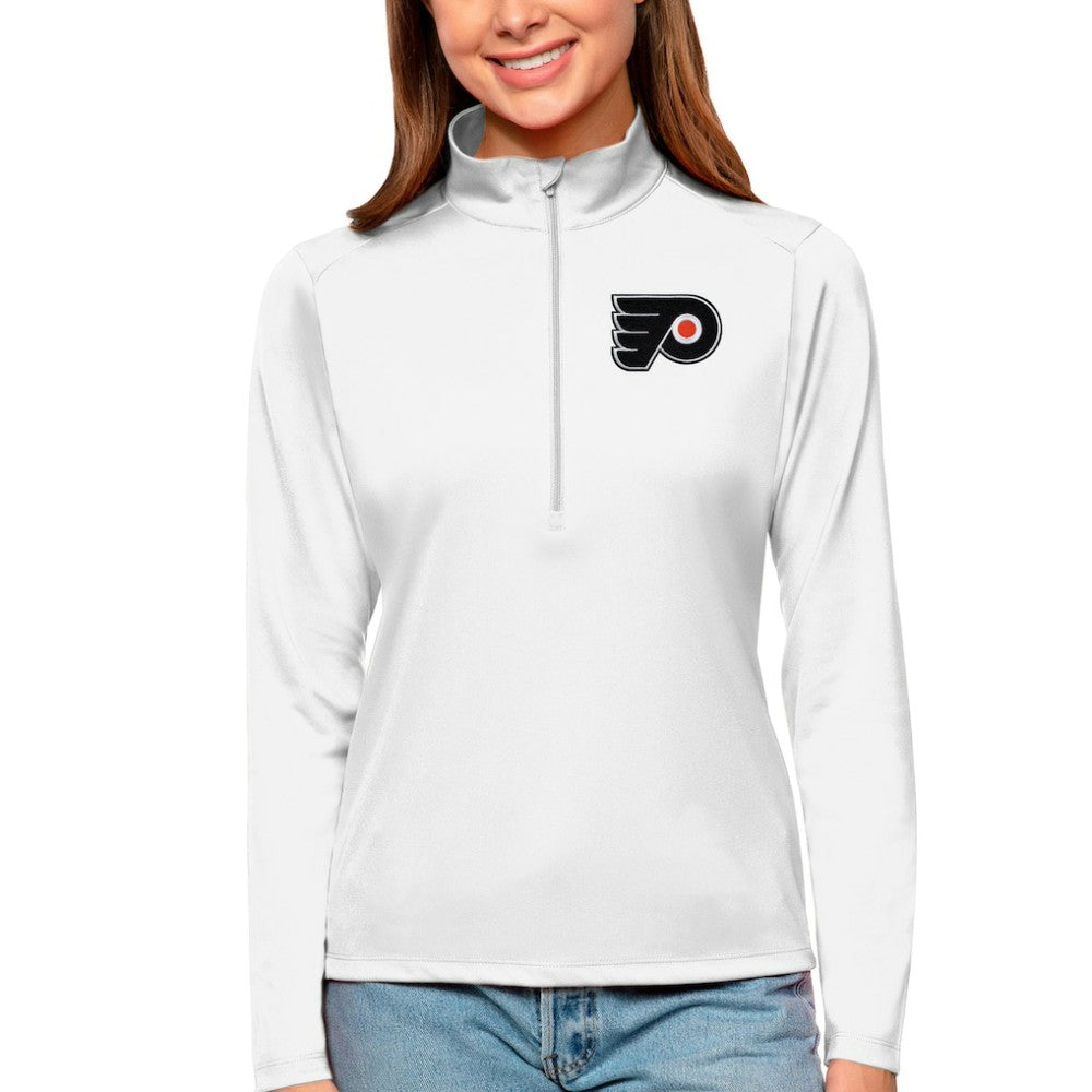 Philadelphia Flyers Antigua Women's Tribute Quarter-Zip Pullover Top - White | US 4807630