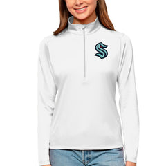 Seattle Kraken Antigua Women's Tribute Quarter-Zip Pullover Top - White | US 4807640