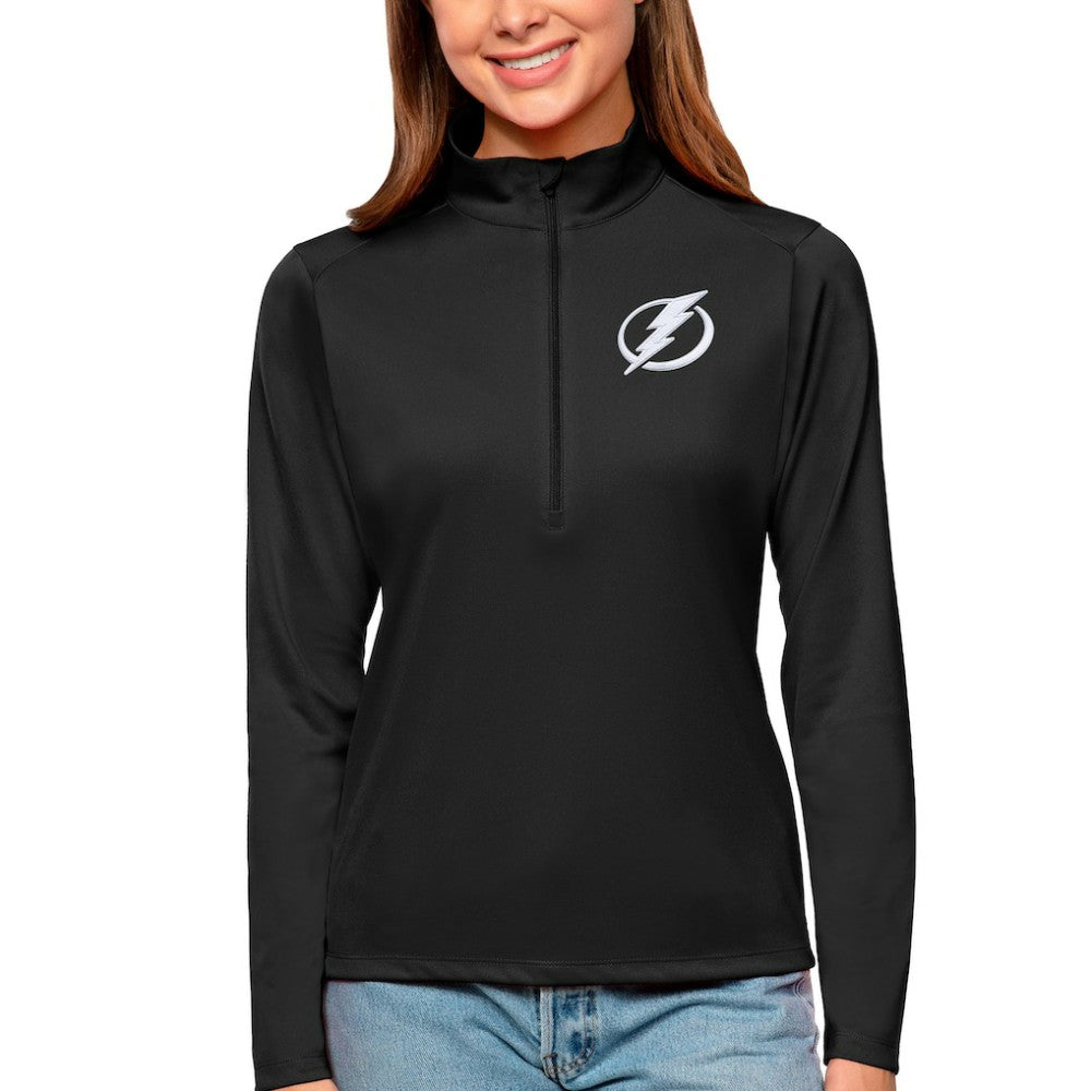 Tampa Bay Lightning Antigua Women's Tribute Quarter-Zip Pullover Top - Black | US 4807646