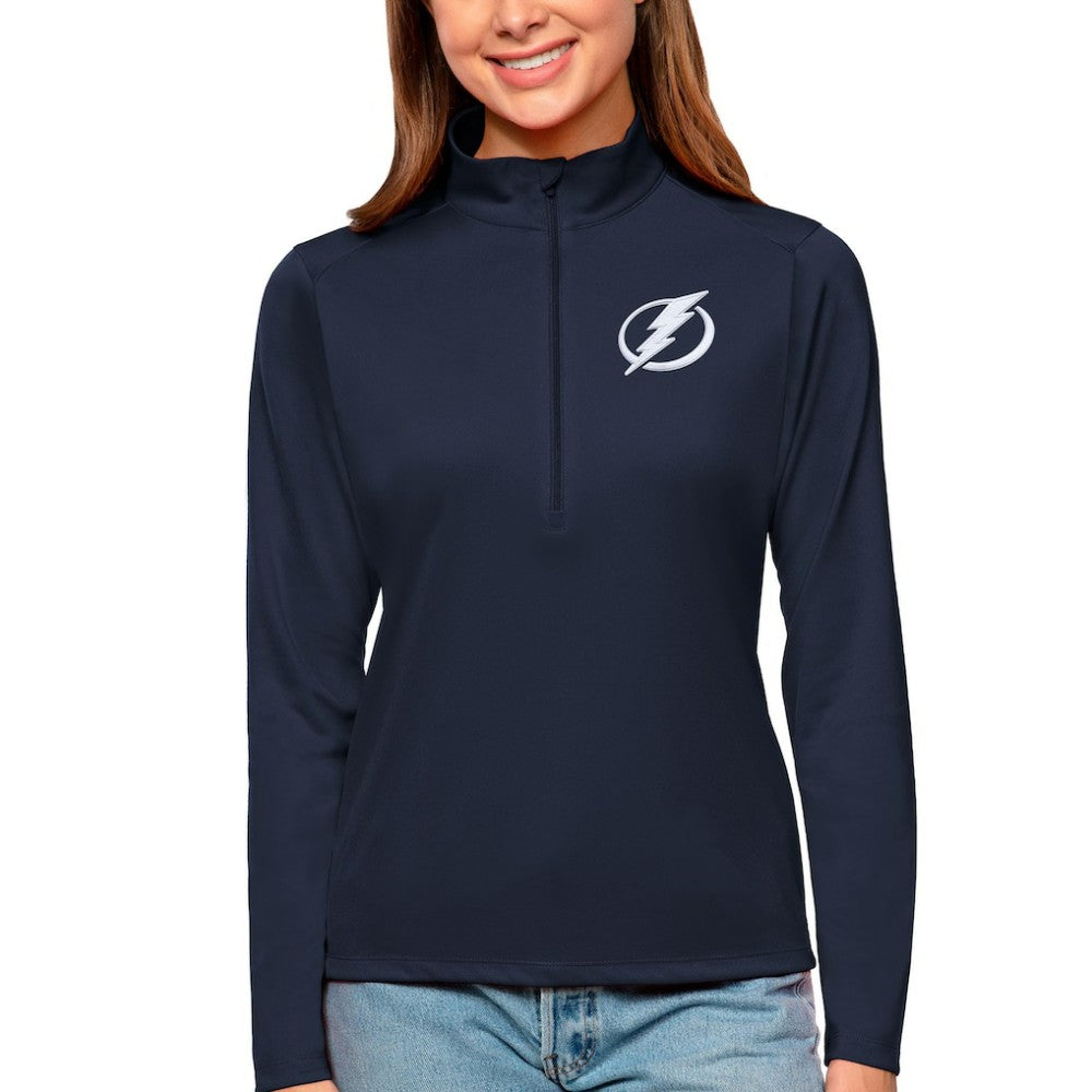 Tampa Bay Lightning Antigua Women's Tribute Quarter-Zip Pullover Top - Navy | US 4807648