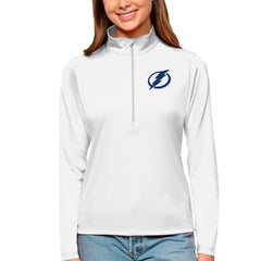 Tampa Bay Lightning Antigua Women's Tribute Quarter-Zip Pullover Top - White | US 4807650