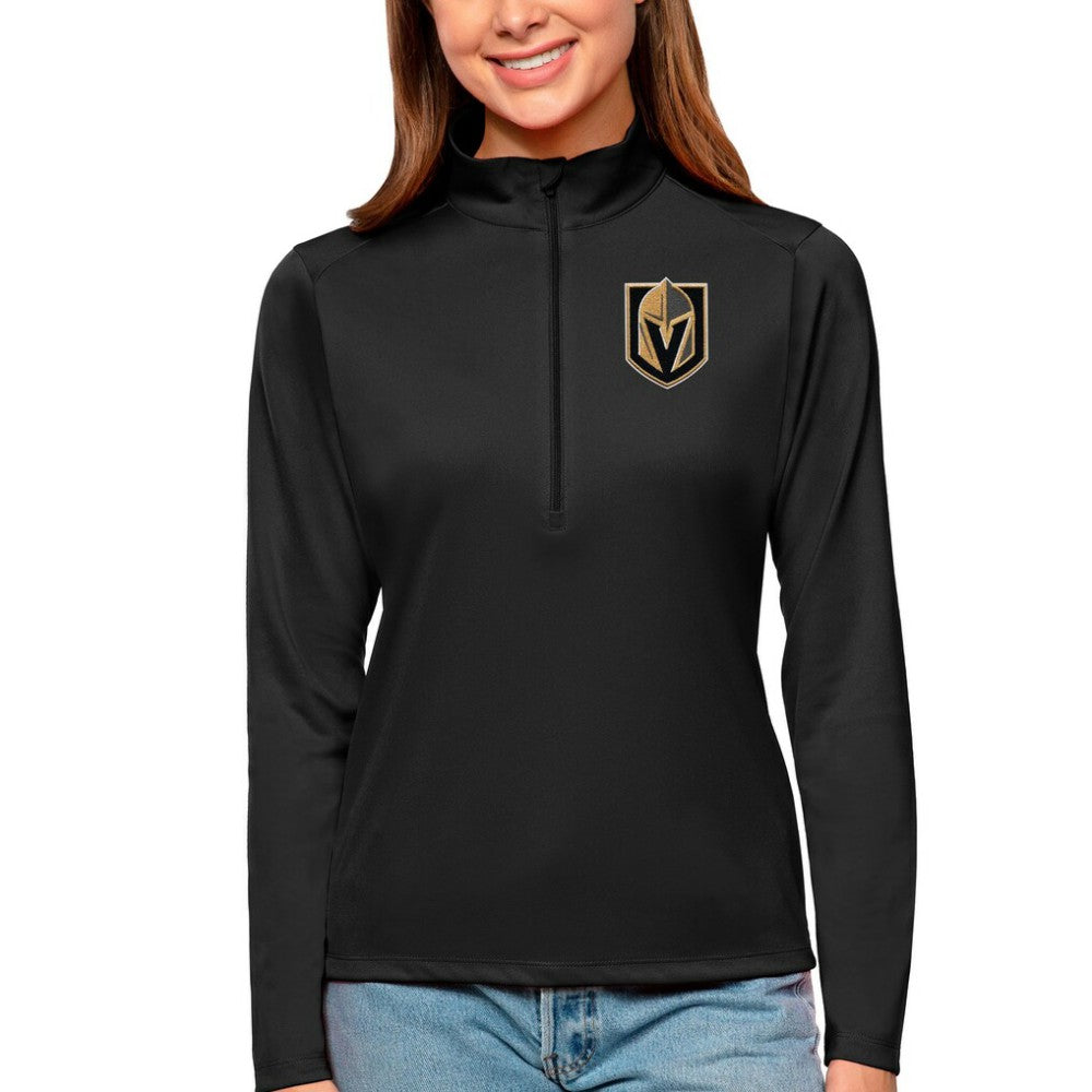 Vegas Golden Knights Antigua Women's Tribute Quarter-Zip Pullover Top - Black | US 4807660