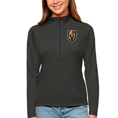 Vegas Golden Knights Antigua Women's Tribute Quarter-Zip Pullover Top - Charcoal | US 4807661