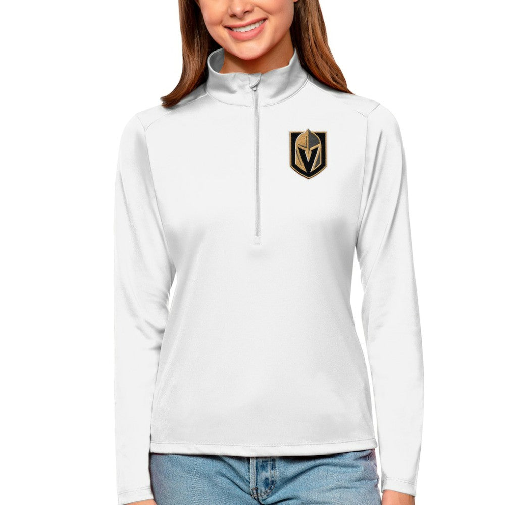 Vegas Golden Knights Antigua Women's Tribute Quarter-Zip Pullover Top - White | US 4807662