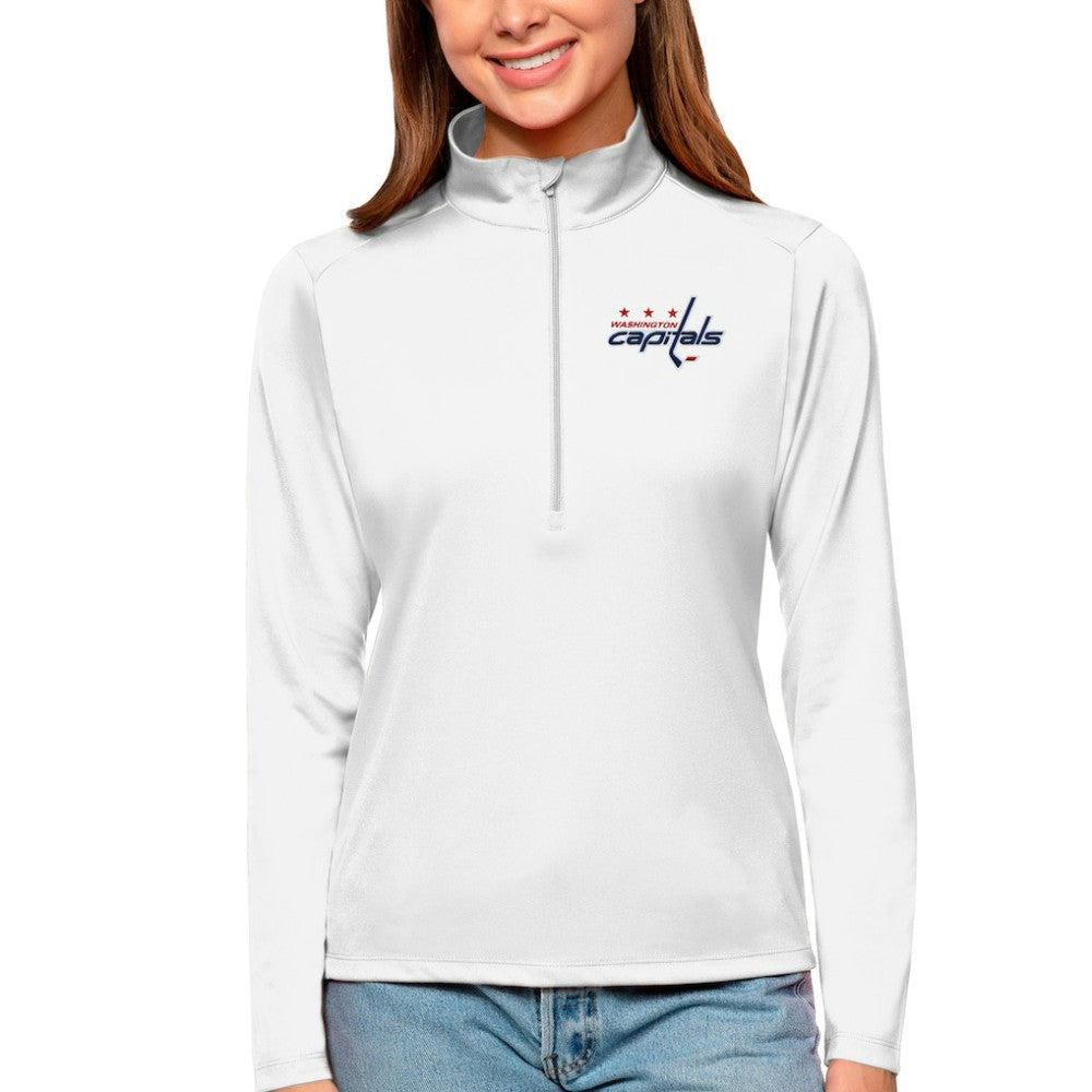 Washington Capitals Antigua Women's Tribute Quarter-Zip Pullover Top - White | US 4807667
