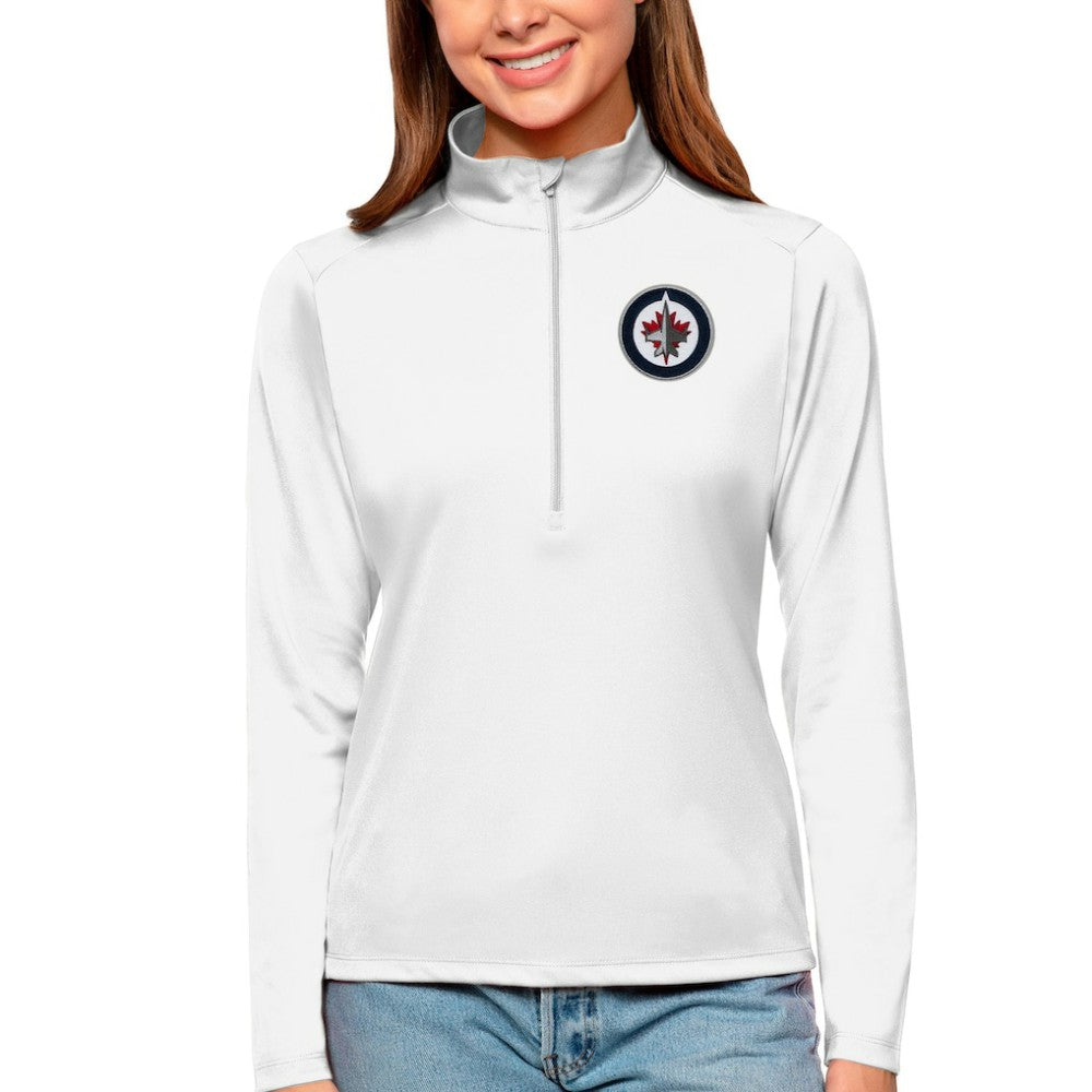Winnipeg Jets Antigua Women's Tribute Quarter-Zip Pullover Top - White | US 4807671