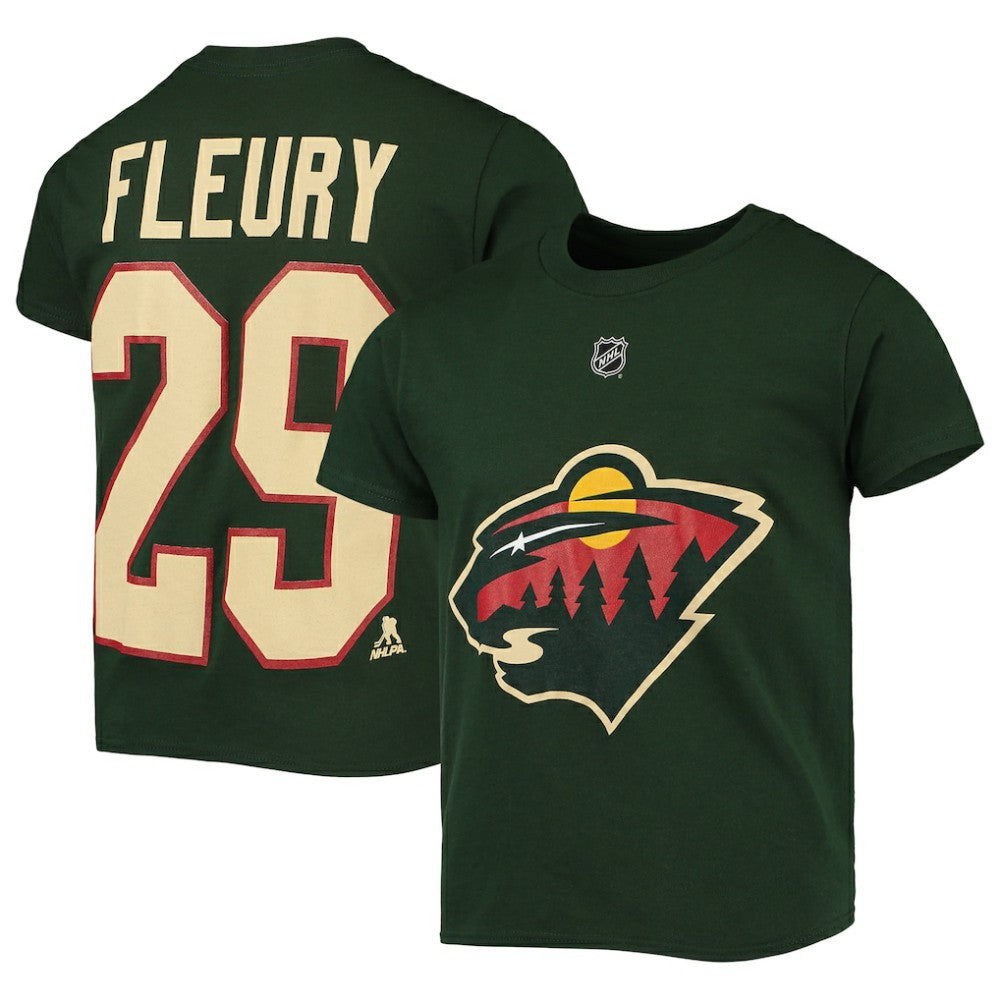 Marc-Andre Fleury Minnesota Wild Youth Player Name & Number T-Shirt - Green | US 4807847