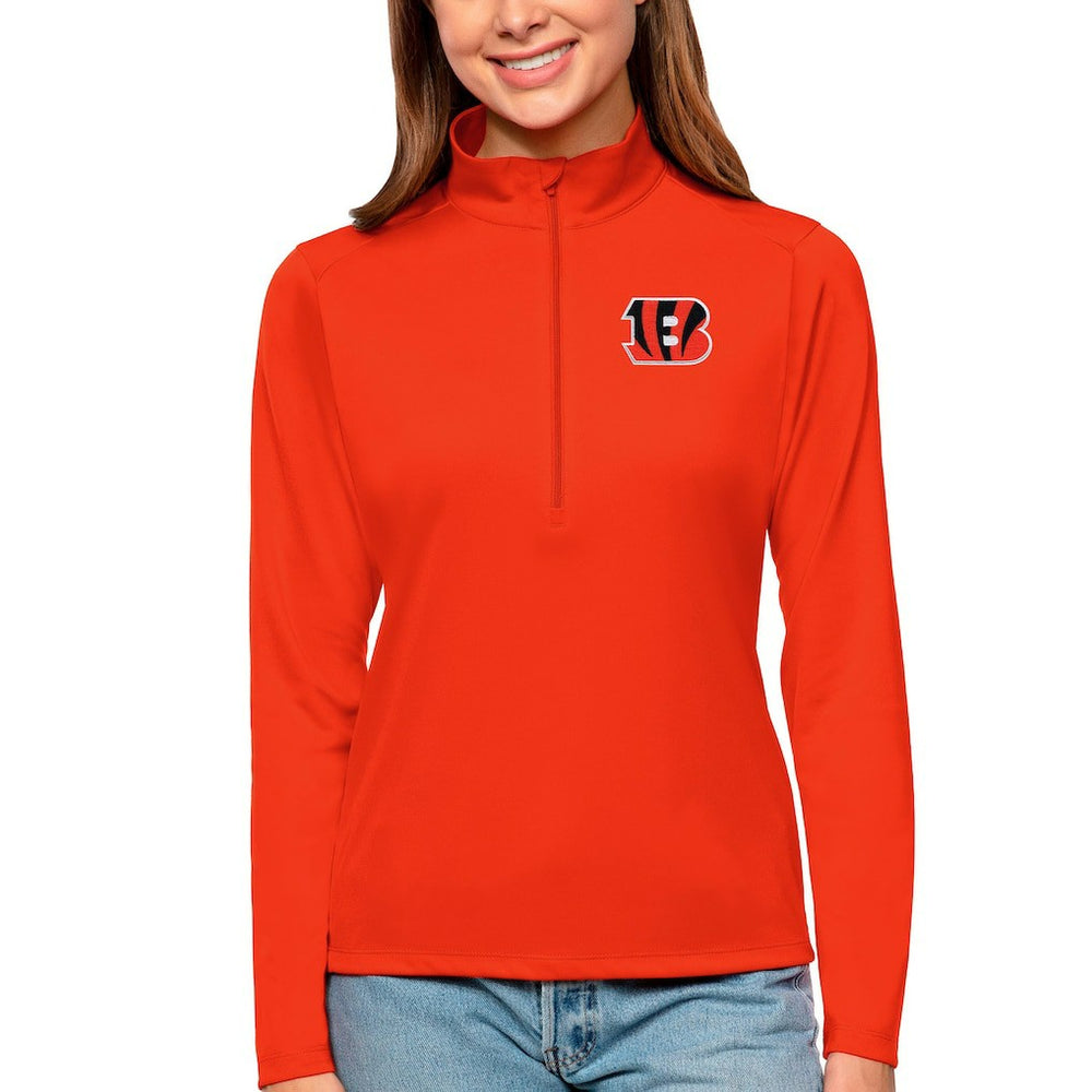 Cincinnati Bengals Antigua Women's Tribute Half-Zip Top - Orange Tops