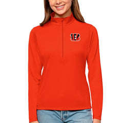 Cincinnati Bengals Antigua Women's Tribute Half-Zip Top - Orange Tops