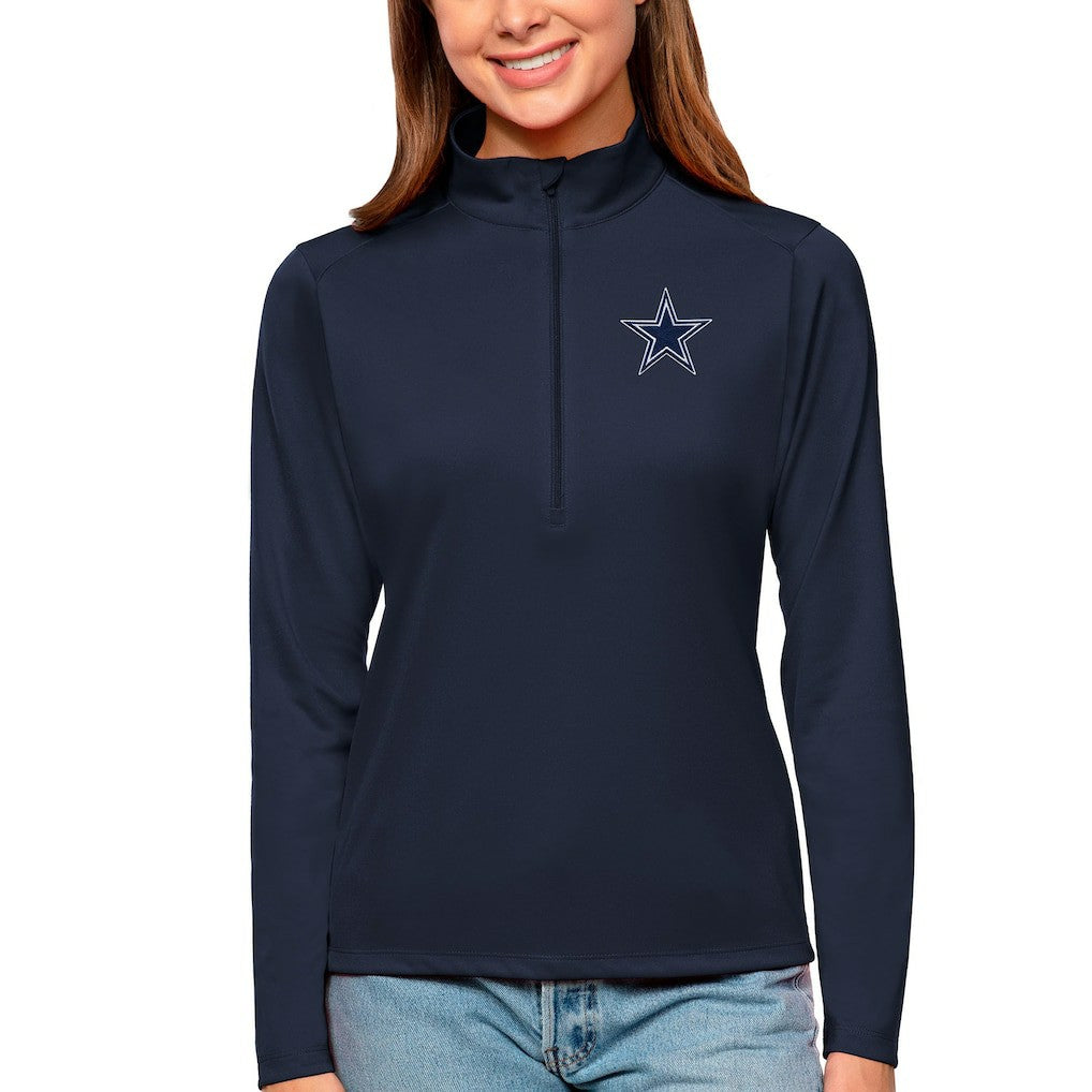 Dallas Cowboys Antigua Women's Tribute Half-Zip Top - Navy Tops