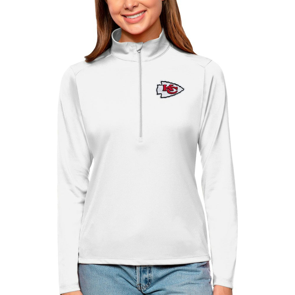 Kansas City Chiefs Antigua Women's Tribute Half-Zip Top - White Tops