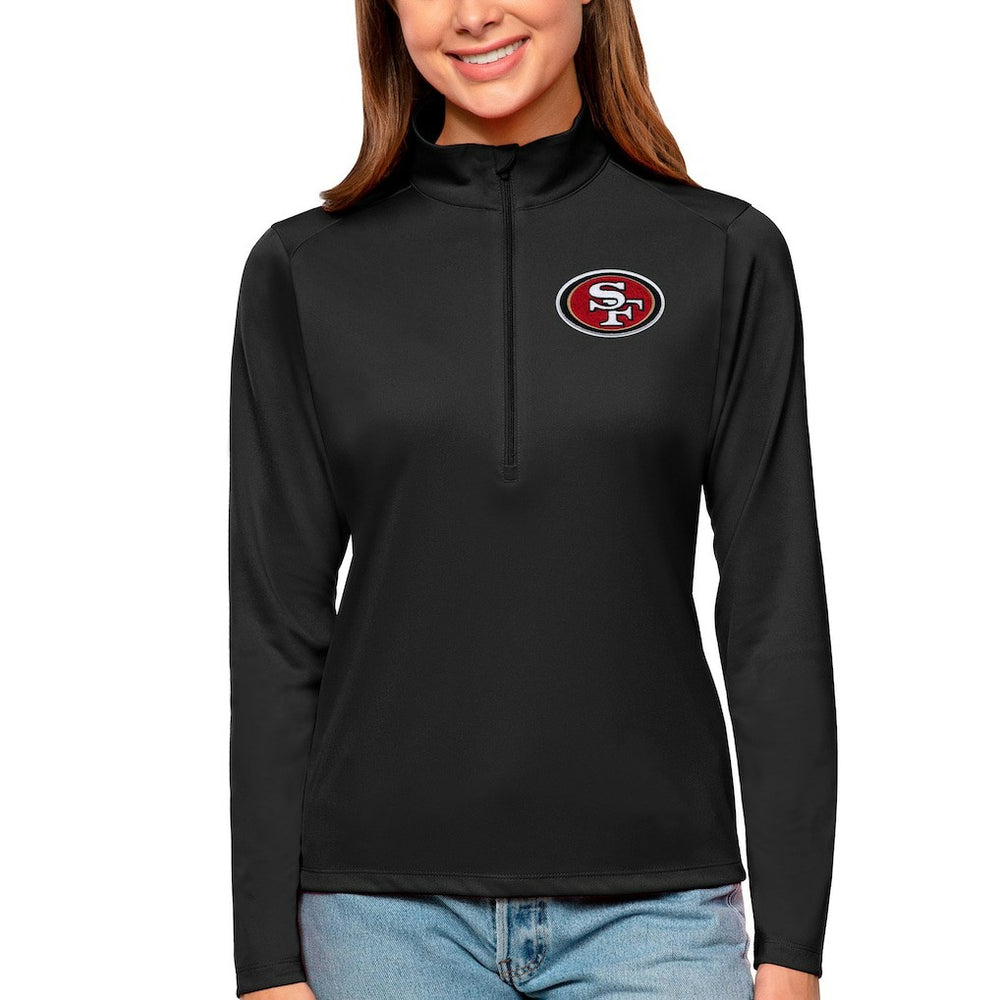 San Francisco 49ers Antigua Women's Tribute Half-Zip Top - Black Tops