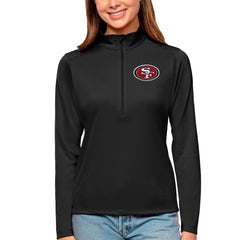 San Francisco 49ers Antigua Women's Tribute Half-Zip Top - Black Tops