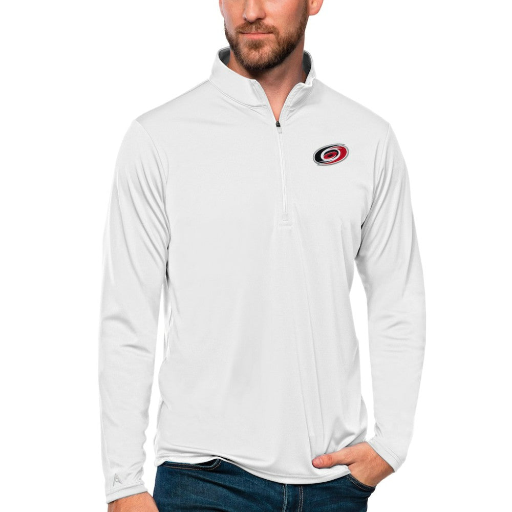 Carolina Hurricanes Antigua Tribute Quarter-Zip Pullover Top - White | US 4809053
