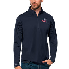 Columbus Blue Jackets Antigua Tribute Quarter-Zip Pullover Top - Navy | US 4809065