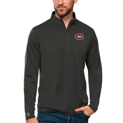 Montreal Canadiens Antigua Tribute Quarter-Zip Pullover Top - Charcoal | US 4809096