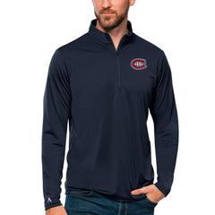 Montreal Canadiens Antigua Tribute Quarter-Zip Pullover Top - Navy | US 4809097