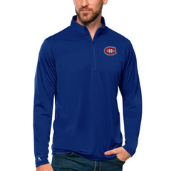 Montreal Canadiens Antigua Tribute Quarter-Zip Pullover Top - Blue | US 4809099