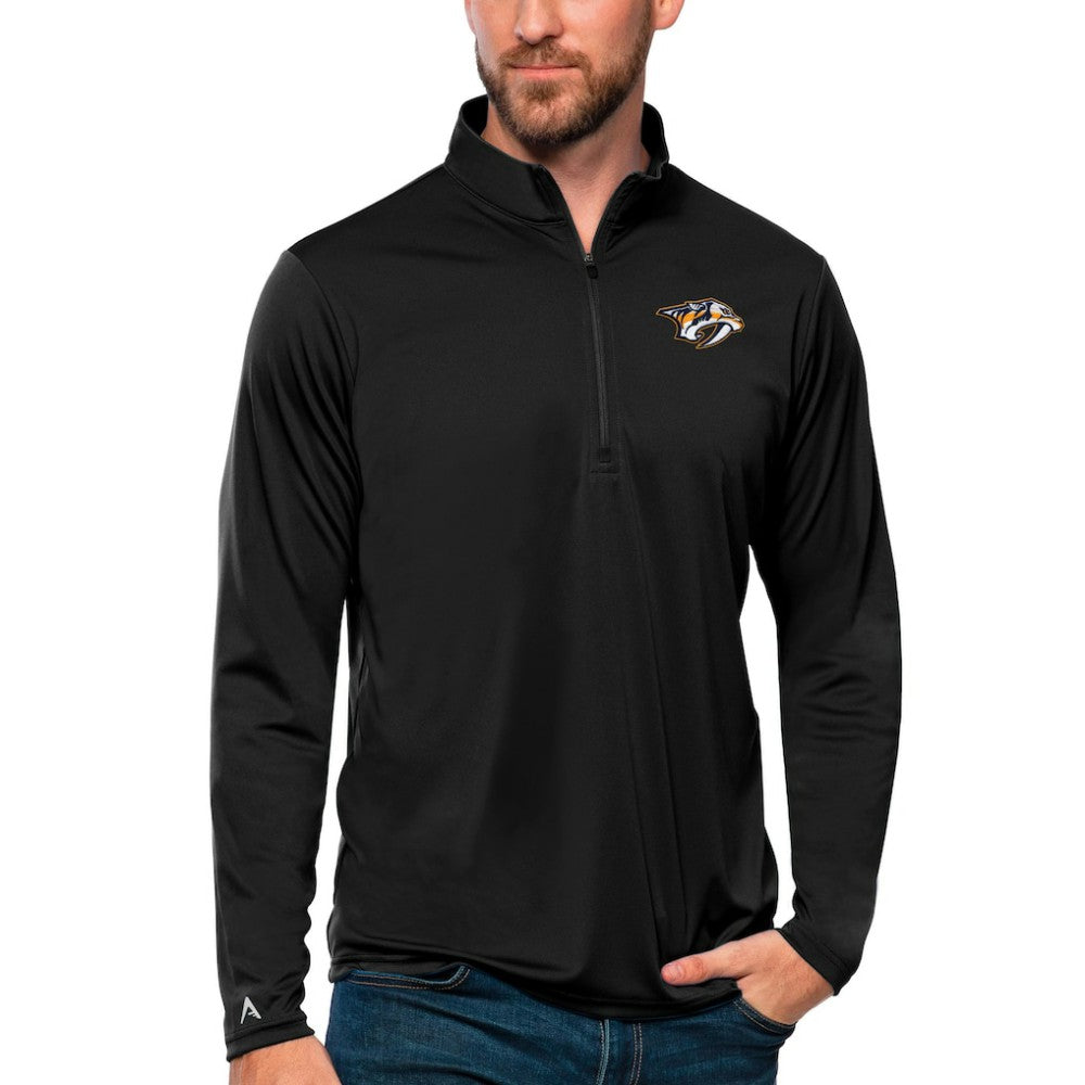 Nashville Predators Antigua Tribute Quarter-Zip Pullover Top - Black | US 4809101