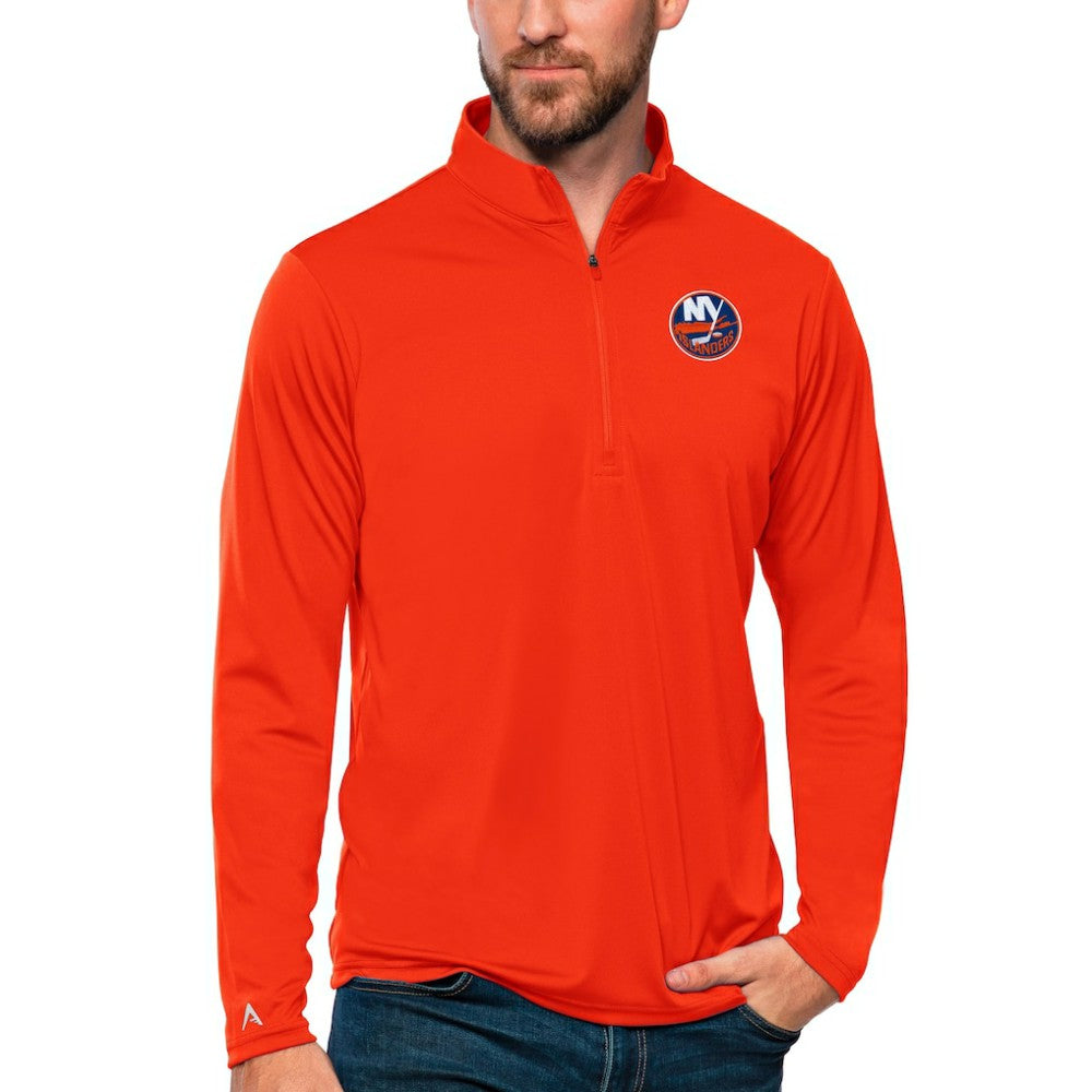 New York Islanders Antigua Tribute Quarter-Zip Pullover Top - Orange | US 4809112