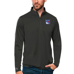 New York Rangers Antigua Tribute Quarter-Zip Pullover Top - Charcoal | US 4809116
