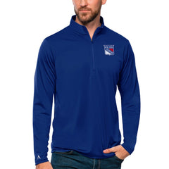 New York Rangers Antigua Tribute Quarter-Zip Pullover Top - Blue | US 4809119