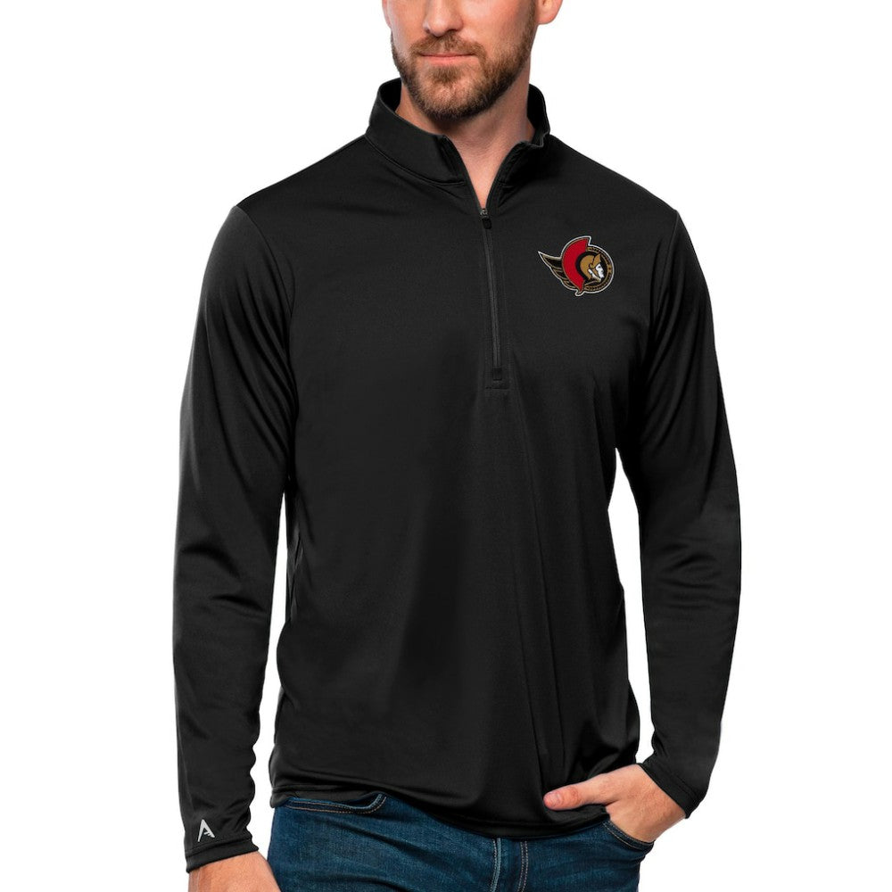 Ottawa Senators Antigua Tribute Quarter-Zip Pullover Top - Black | US 4809121